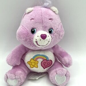 Care Bears Best Friend Bear Carlton Cards Sitting Plush Purple Rainbow 6.5"